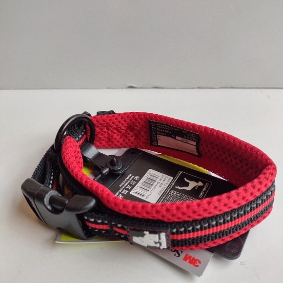 Red Truelove Adjustable Mesh Padded Dog Collar 3M Reflective Nylon Dog Collar XS - Picture 1 of 4
